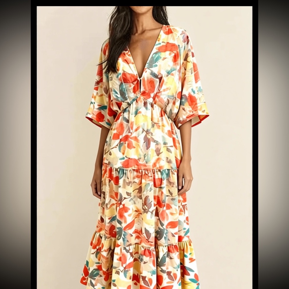 50% w❤️Entro floral v neck dolman Maxi Dress Easter. S 150